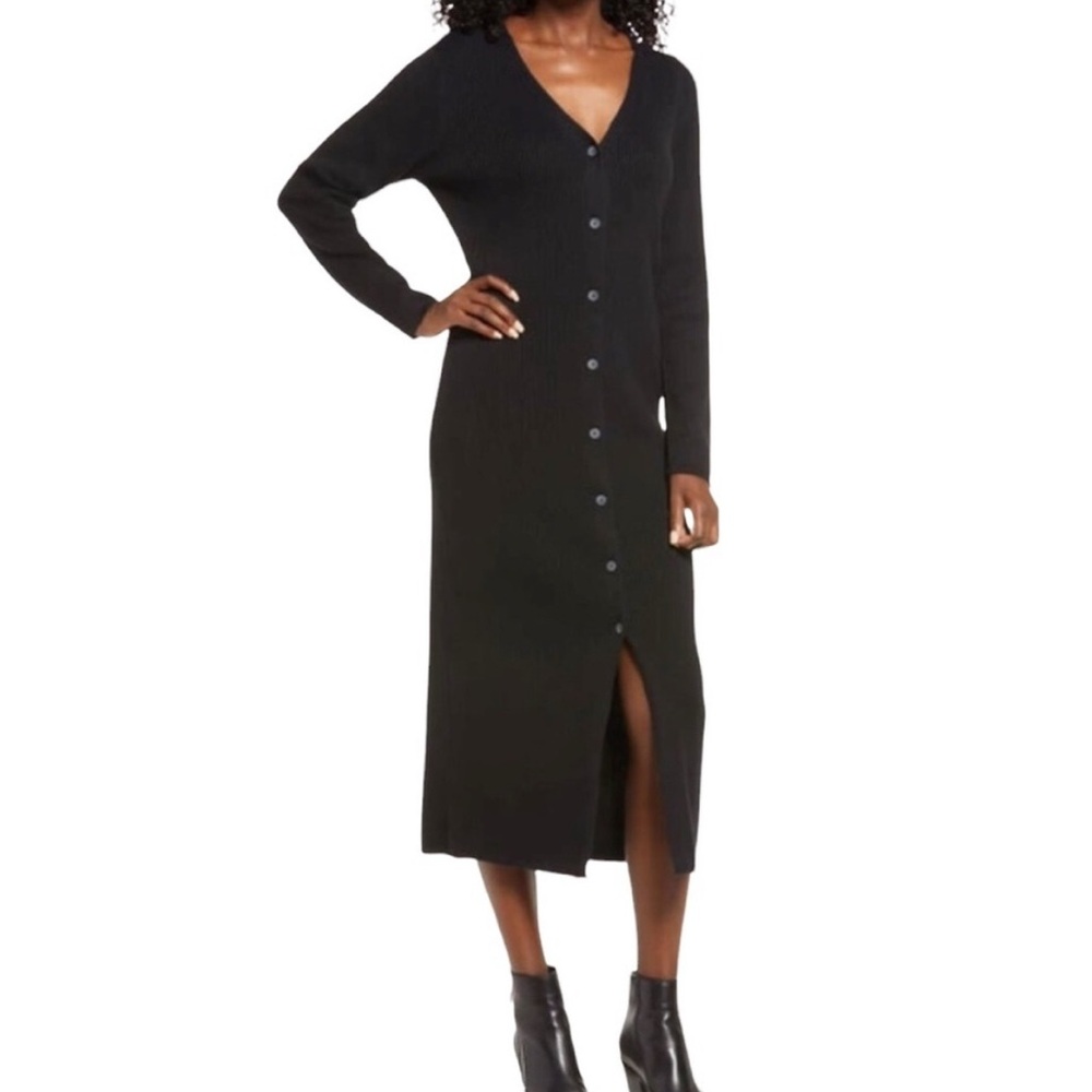 Treasure & Bond Black Button up Sweater dress